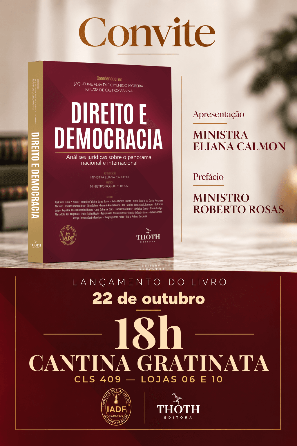IADF convida para o lançamento da obra coletiva Direito e Democracia – Análises Jurídicas sobre o Panorama Nacional e Internacional