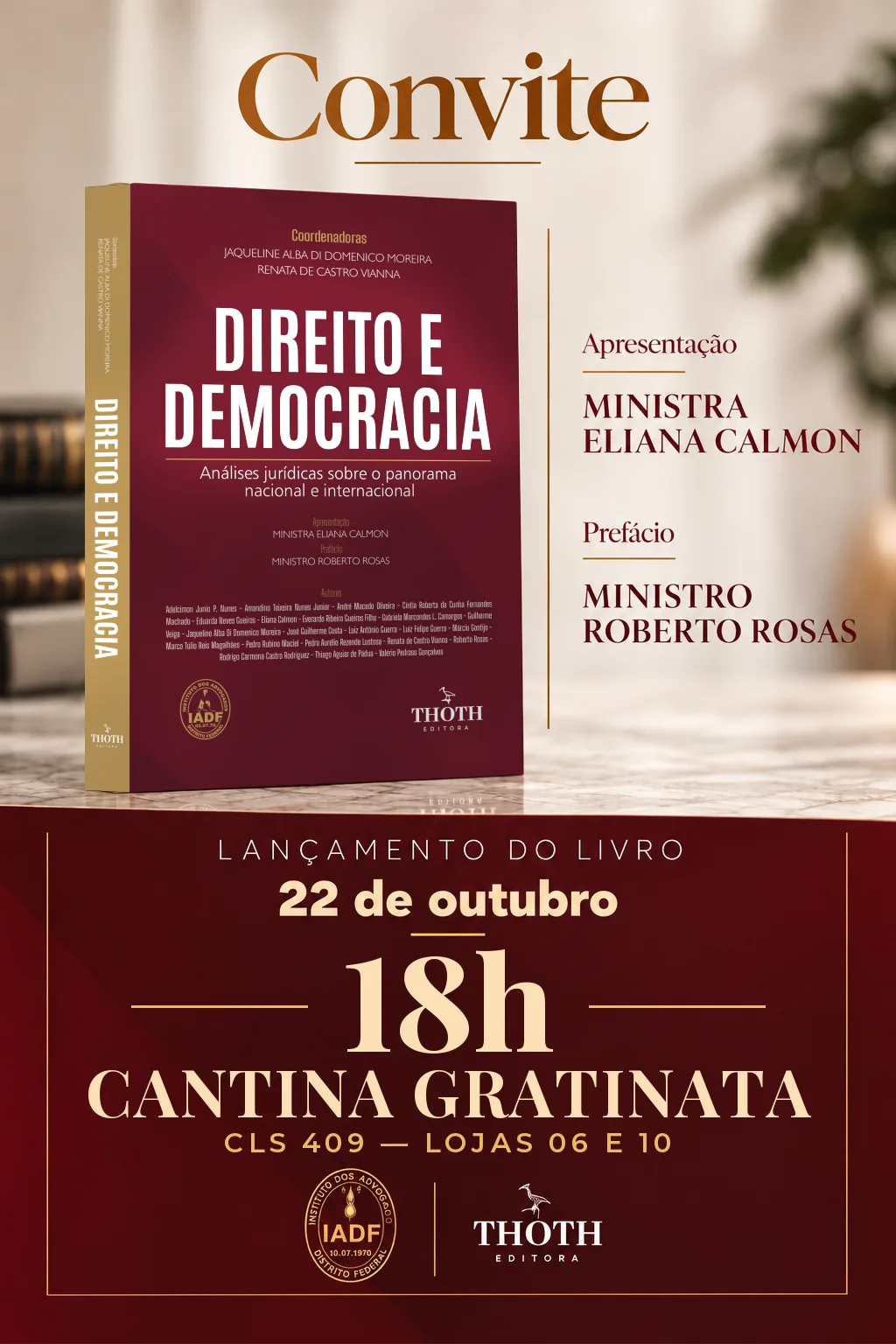 IADF convida para o lançamento da obra coletiva Direito e Democracia – Análises Jurídicas sobre o Panorama Nacional e Internacional